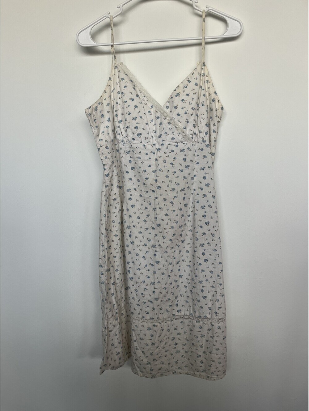 Vintage Y2K Emergency Exit Blue Floral Cotton Slip Midi Dress Medium